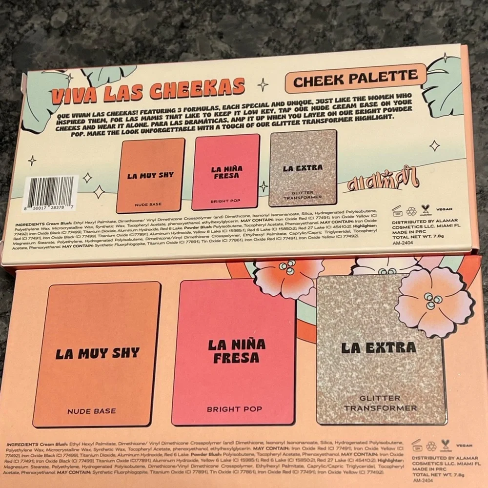 Alamar Viva Las Cheekas Cheek Palette Fair/Light base/blush+glitter transformer